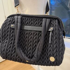 HAPP Paige Carryall Black Herringbone Diaper Bag Like New
